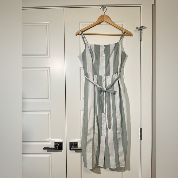 Striped Linen Midi Dress - Picture 1 of 5